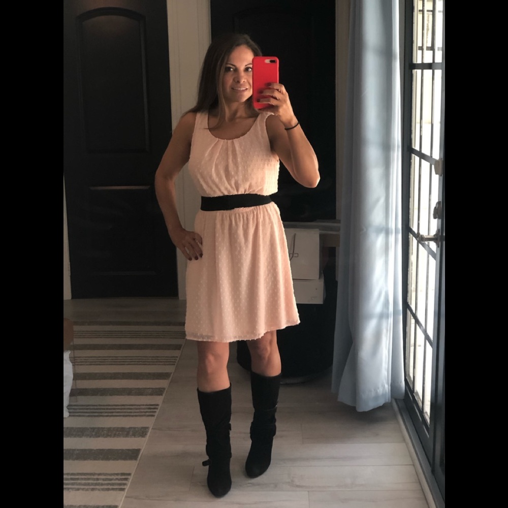 Peach beautiful dress.